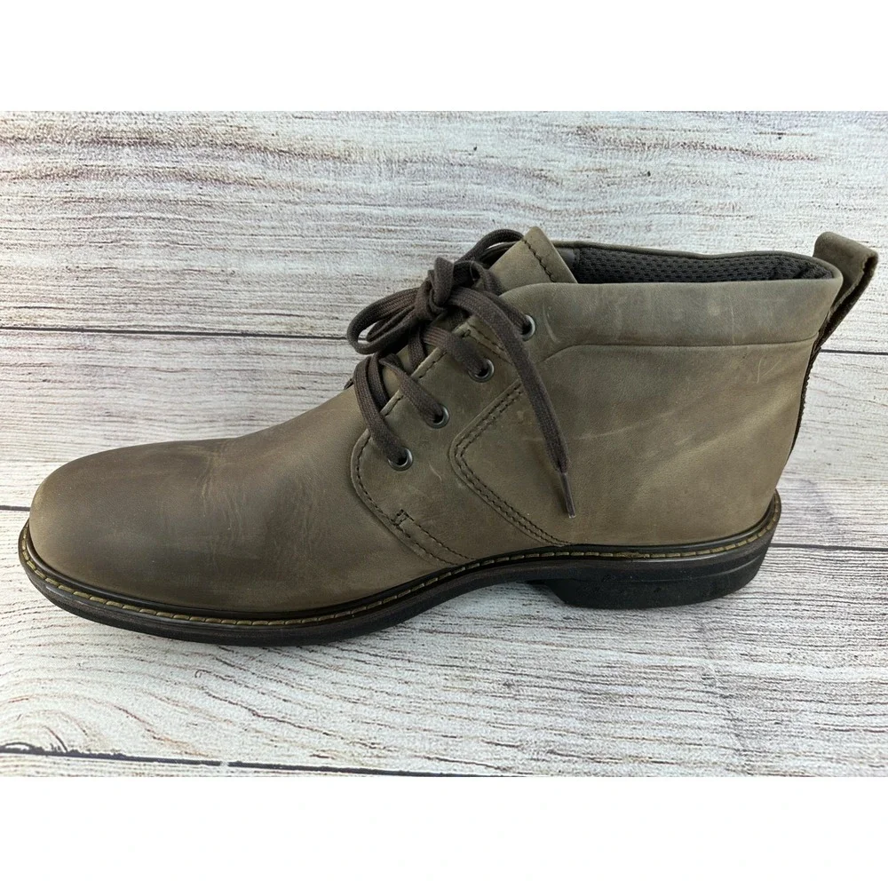 ECCO Men's Coffee Nubuck Turn II Waterproof Lace Chukka Boots Size 11-11.5 EU 45